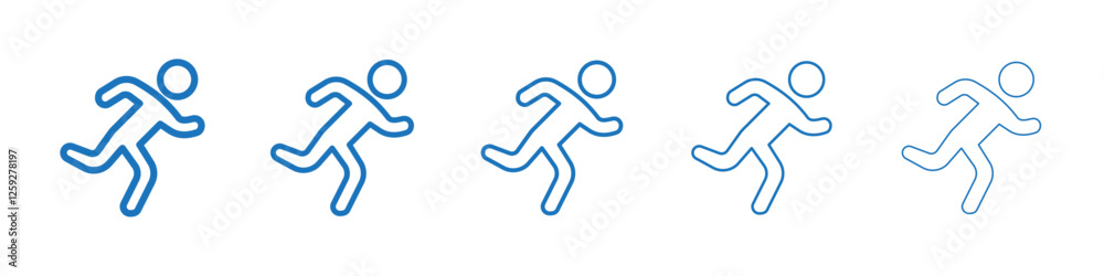 Running icon Symbol collection thin outline set Running icon Symbol collection thin outline set