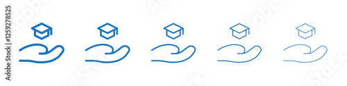 Scholarship fund icon Symbol collection thin outline set
