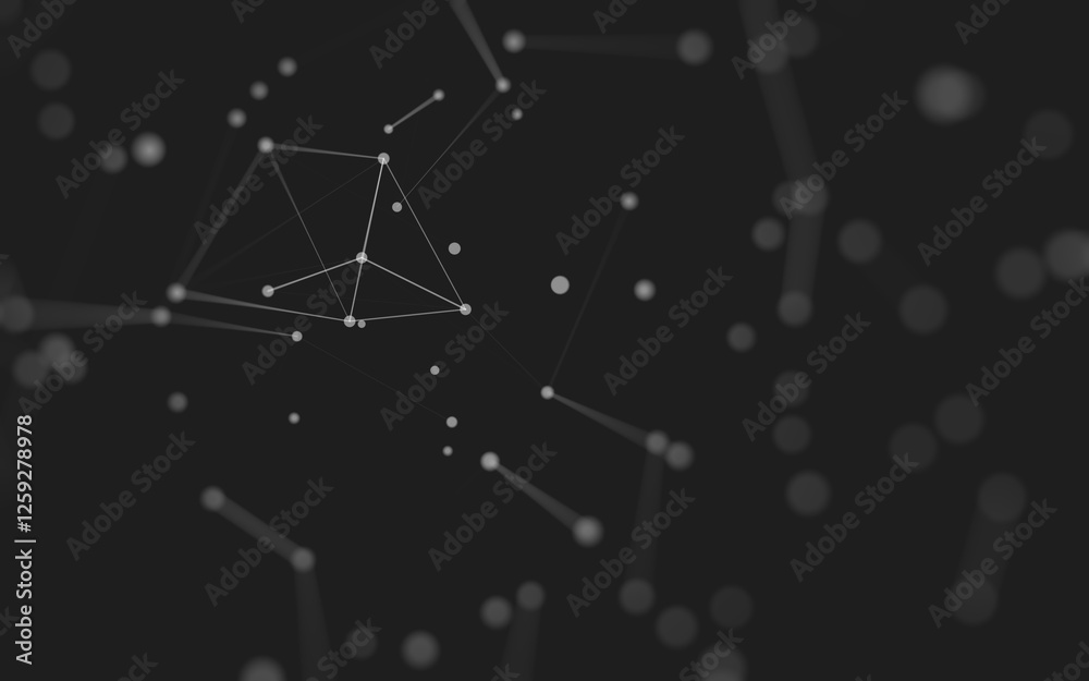 Fototapeta premium Abstract background. Molecules technology with polygonal shapes, connecting dots and lines. Connection structure. Big data visualization.