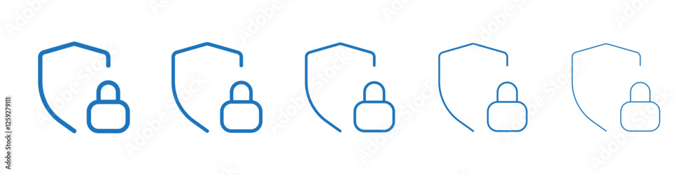 Shield lock icon Symbol collection thin outline set Shield lock icon Symbol collection thin outline set