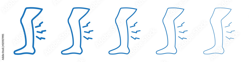 Shin pain icon Symbol collection thin outline set