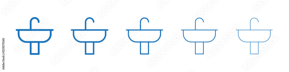 Sink icon Symbol collection thin outline set Sink icon Symbol collection thin outline set