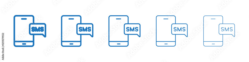 Sms icon Symbol collection thin outline set Sms icon Symbol collection thin outline set