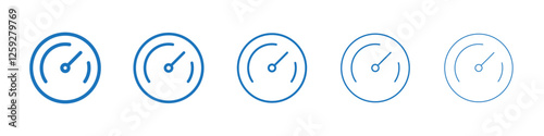 Speedometer icon Symbol collection thin outline set