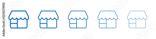 Store icon Symbol collection thin outline set