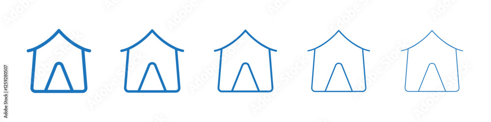 Tent icon Symbol collection thin outline set Tent icon Symbol collection thin outline set