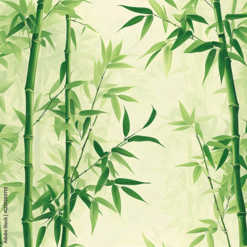 Fototapeta premium Lush Green Bamboo Forest with Delicate Leaves and Soft Background