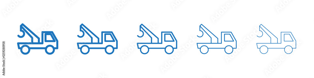 Tow truck icon Symbol collection thin outline set Tow truck icon Symbol collection thin outline set