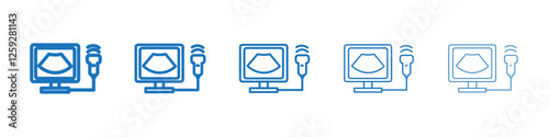 Ultrasound icon Symbol collection thin outline set