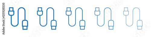 USB cable icon Symbol collection thin outline set