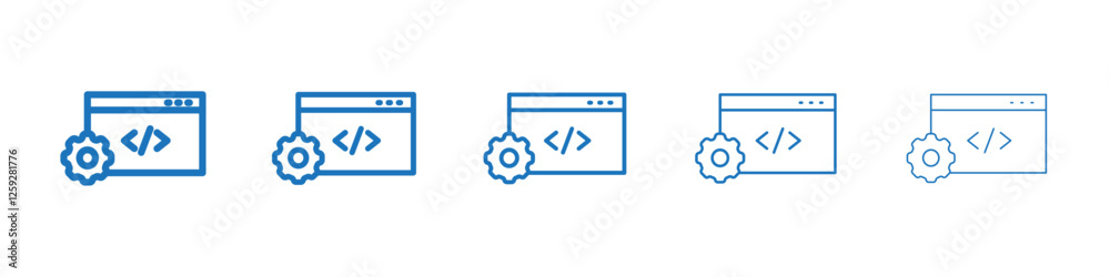 Web development icon Symbol collection thin outline set Web development icon Symbol collection thin outline set