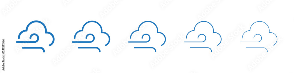 Wind clouds Icon Symbol collection thin outline set Wind clouds Icon Symbol collection thin outline set