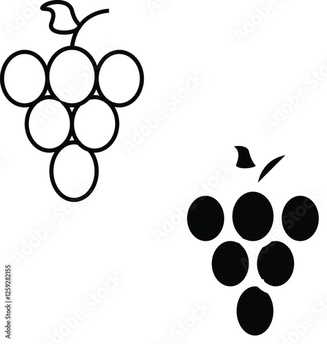 Grapes Icon with Transparent Background. – Line icon of grapes representing fruits, wine production, and vineyards with transparent background.