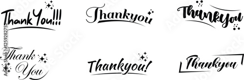 Thank you hand lettering confetti sign. Thank you typography isolated on white background
