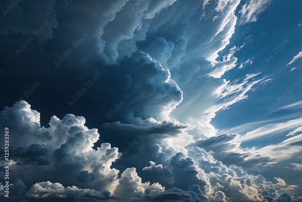 Intense Dark Cumulus Clouds and Dramatic Thunderstorm Sky Intense Dark Cumulus Clouds and Dramatic Thunderstorm Sky