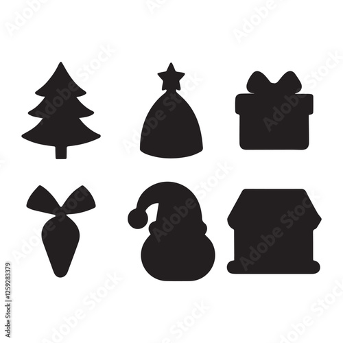 Christmas-EditableIconSet silhouette vector illustration