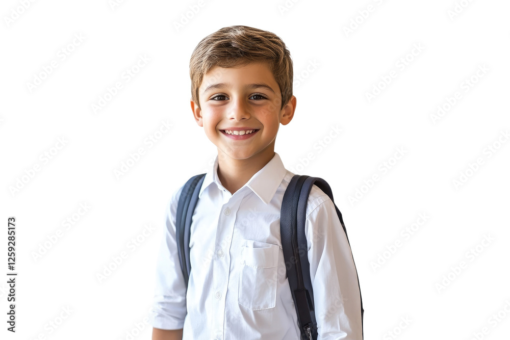 Smiling school boy with backpack isolated on white or transparent, PNG Smiling school boy with backpack isolated on white or transparent, PNG