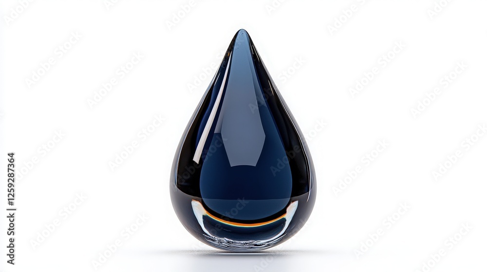 Elegant Black Tear Drop on White Background for Artistic Display Elegant Black Tear Drop on White Background for Artistic Display