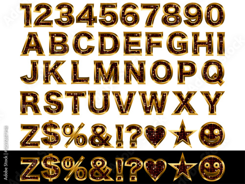 ミラータイル2、文字フチ1金、10赤