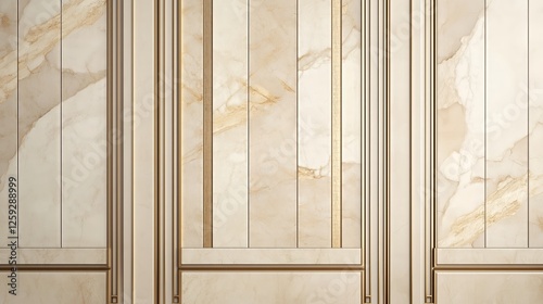 Modern Classic Wall with Luxurious Marble and Gold Trim - Made with Generative AI photo