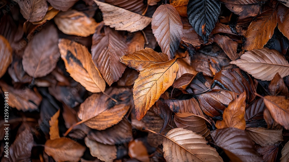 Closeup of Wet Autumn Leaves on the Ground Closeup of Wet Autumn Leaves on the Ground