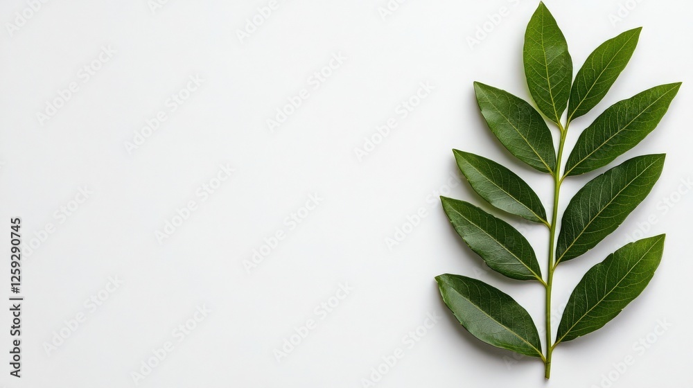 Fresh Green Leaves on Light Background for Natural Minimalist Design Fresh Green Leaves on Light Background for Natural Minimalist Design