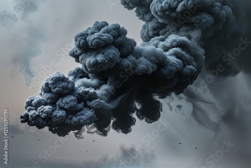 Realistic Black Smoke Canvas Art Featuring Ash and Illusion Effects