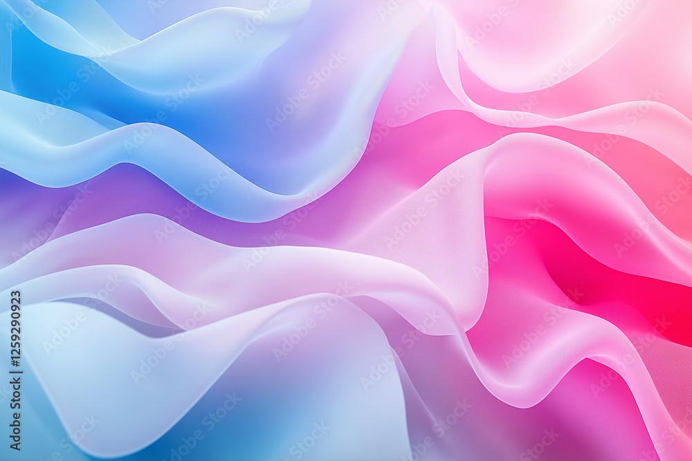 Obraz premium Soft Flowing Fabric-Like Pattern in Pink and Blue Gradient with Pastel Colors Creating a Dreamy and Elegant Abstract Design