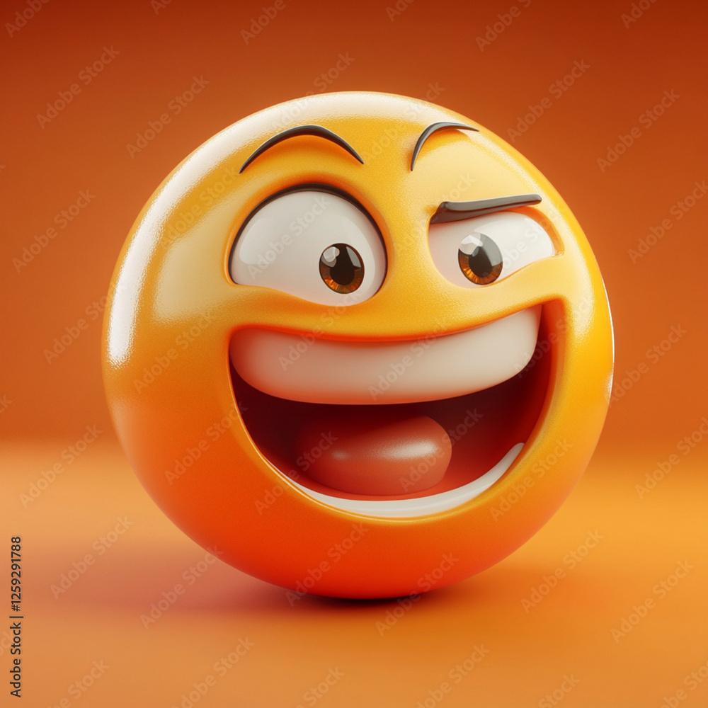 Fototapeta premium Glossy & Vibrant 3D Emoji with Expressive Face, Generative AI
