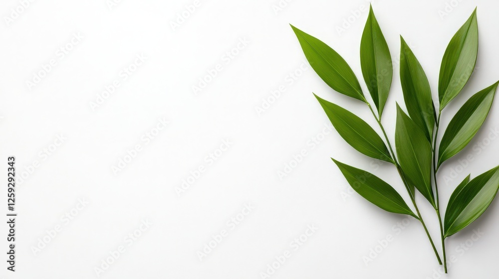 Fresh Green Leaves on White Background for Natural Design Elements Fresh Green Leaves on White Background for Natural Design Elements
