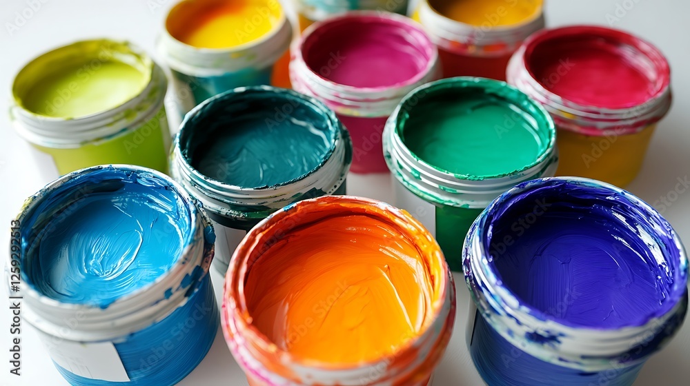 Vibrant Spectrum: A Colorful Collection of Paint Pots Vibrant Spectrum: A Colorful Collection of Paint Pots