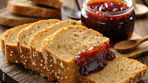 Delicious Slices of Whole Wheat Bread with Berry Jam