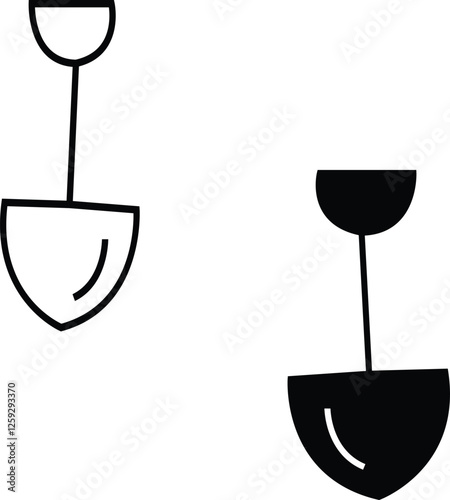Shovel Icon with Transparent Background. – Line icon of a gardening shovel representing agriculture, landscaping, and soil cultivation with transparent background.