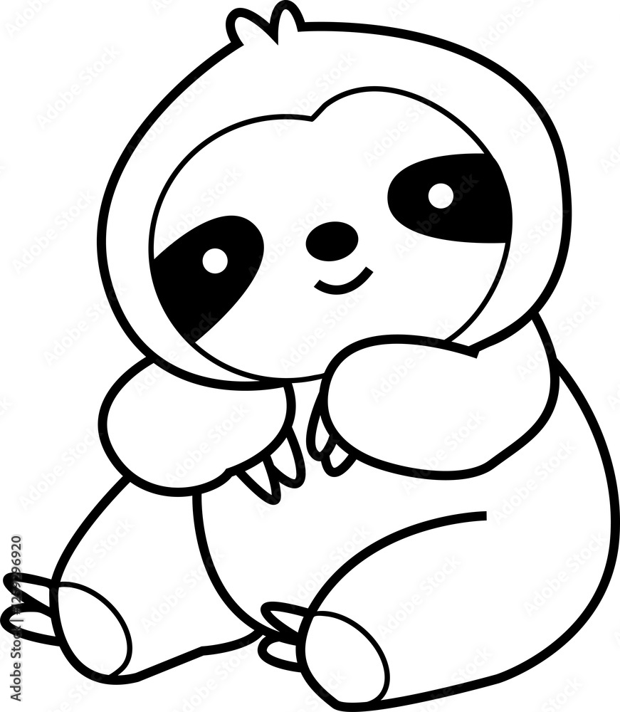 Fototapeta premium cute sloth animal cartoon ,clipart, doodle, Hand drawn style ,png ,illustration 