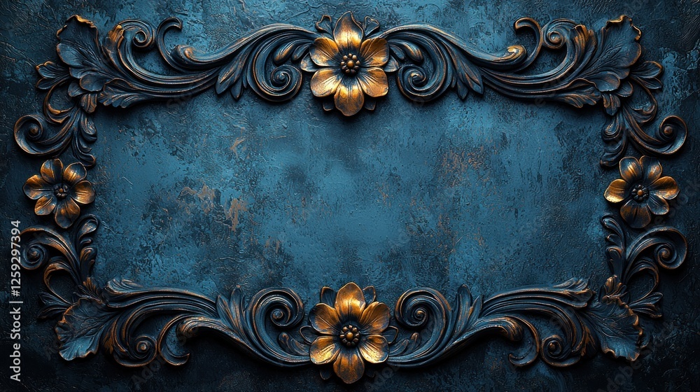 Ornate Floral Frame on Dark Textured Background Ornate Floral Frame on Dark Textured Background