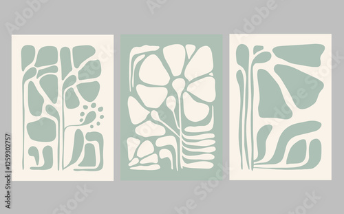 Sage Green Floral Print Set, Abstract Botanical Wall Art, New Home Decor, Floral Set Downloadable, Sage Green Wall Decor, Printable Art