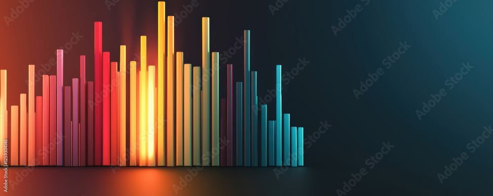 A colorful soundwave graphic representing audio levels with vibrant bars against a dark background, suggesting music or data visualization. A colorful soundwave graphic representing audio levels with vibrant bars against a dark background, suggesting music or data visualization.