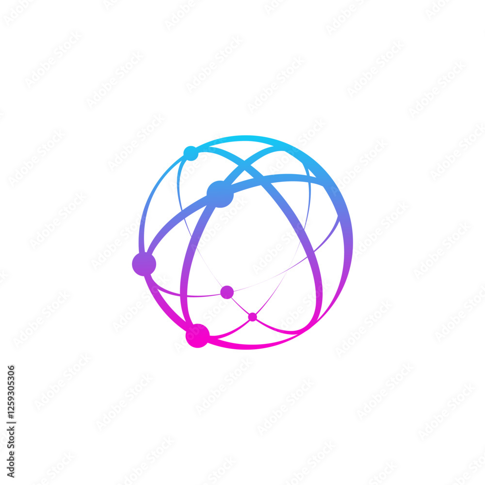 Global Network Connection Digital World, Interconnected Nodes, Data Flow Global Network Connection Digital World, Interconnected Nodes, Data Flow