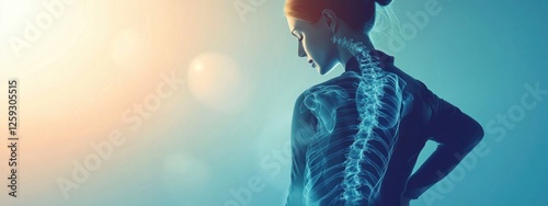 Female Spinal Anatomy: X-Ray Overlay, Health, and Wellness Concept
