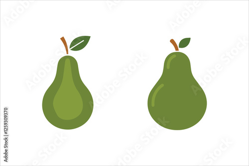 Pear fruit vector on white background. Pear fruit logo icon.