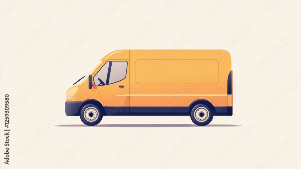 Bright Yellow Delivery Van Profile View on Minimalist Background Bright Yellow Delivery Van Profile View on Minimalist Background