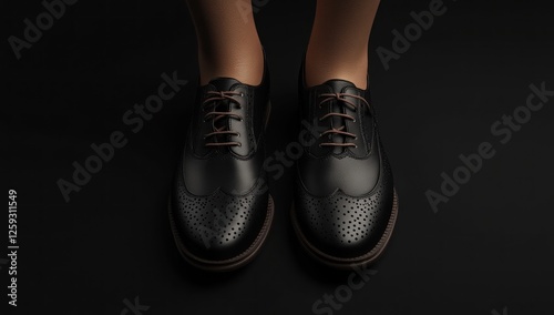 Elegant Black Leather Brogue Oxfords: A Stylish Footwear Choice photo