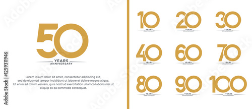 set of anniversary logo flat brown color on white background for celebration moment