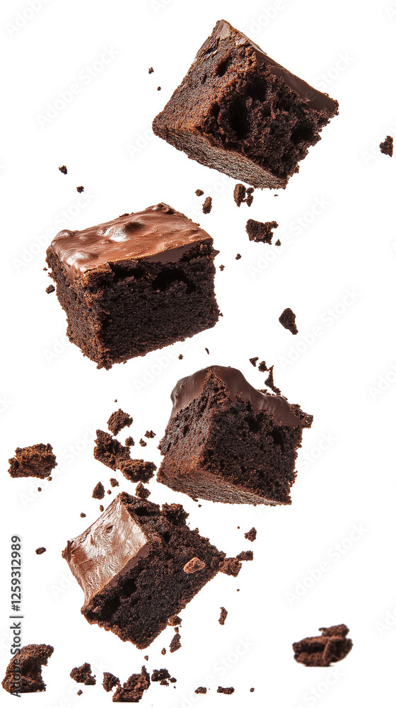 flying brownies isolated on transparent white background, clipping path flying brownies isolated on transparent white background, clipping path