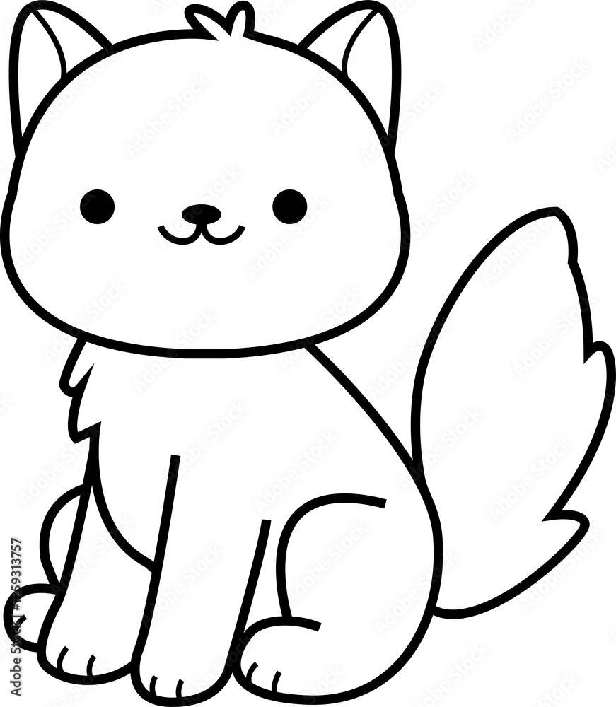 cute wolf animal cartoon ,clipart, doodle, Hand drawn style ,png ,illustration cute wolf animal cartoon ,clipart, doodle, Hand drawn style ,png ,illustration