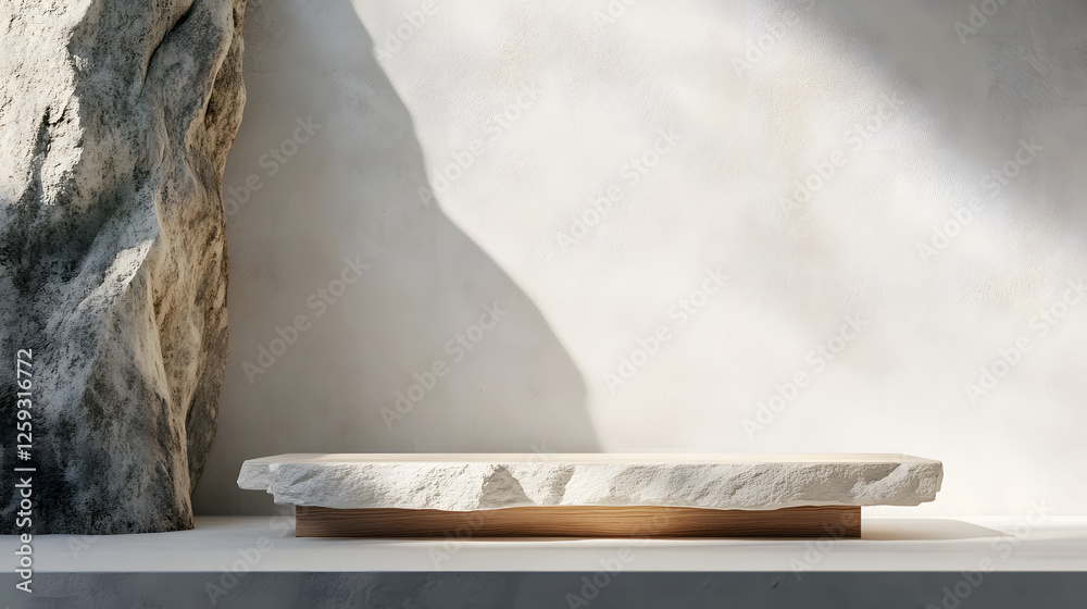 Stone platform with a rough texture, minimalist design. Stone platform with a rough texture, minimalist design.