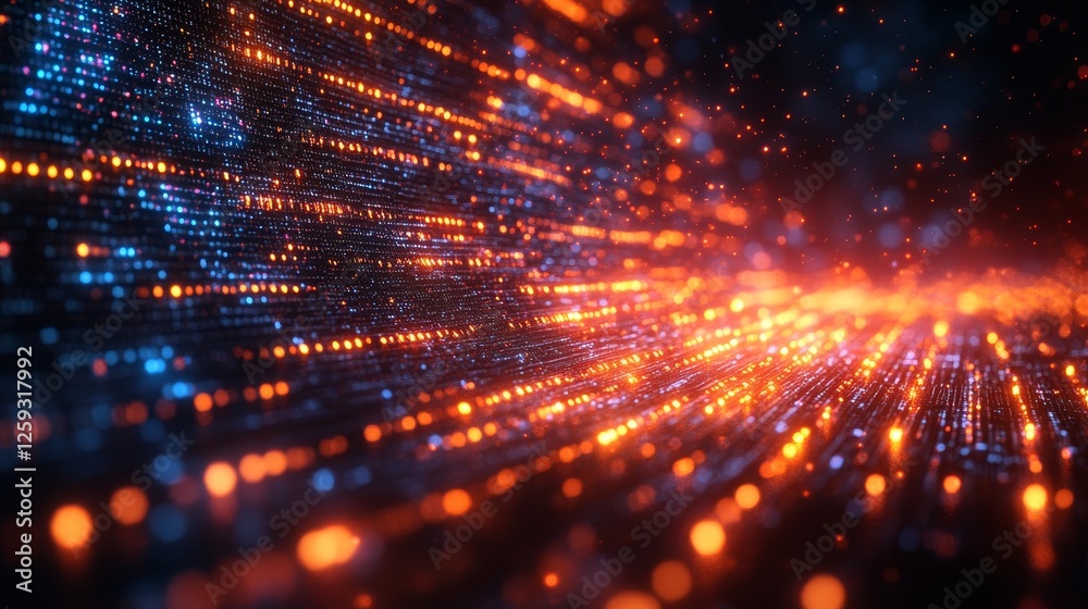 Dynamic Coding Programming Background with Light Particles Effect