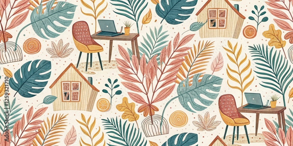 Naklejka premium Cozy Home Office Paint Strokes, Textured Wall Art, Artistic Room Design
