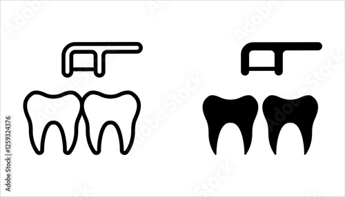 Dental floss icon set. Teeth hygiene symbol. Oral health care sign. Dentist treatment pictogram on white background