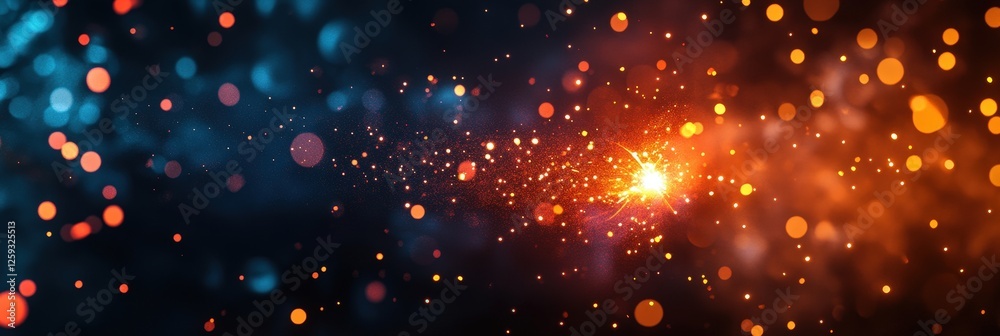 Fototapeta premium Industrial background with welding sparks and glowing metal